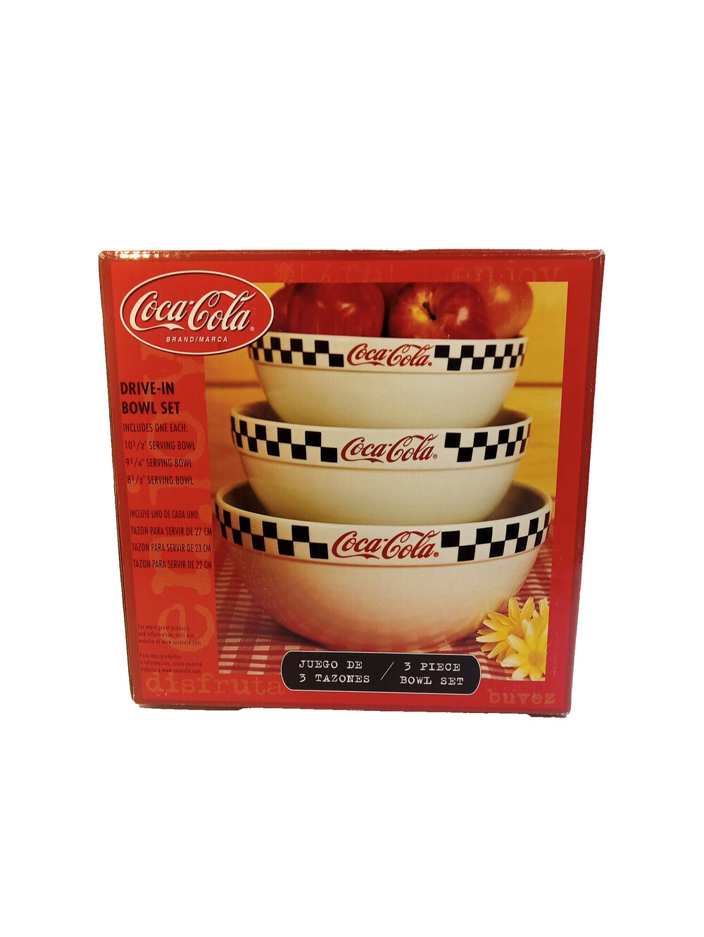 Coca Cola Retro Americana Drive In Bowl Set Of 3 Red White Mid Century Modern